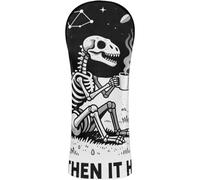 Golf Club Head Cover Set Premium Leather Accessories with Number Tags for Driver & Fairway Woods Funny Dinosaur Skeleton Costume Goth Men Women Halloween