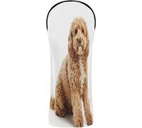 Golf Club Head Cover Set Premium Leather Headcovers with Interchangeable No. Tags Designed to Fit All Woods and Drivers Fuzzy Brown Cockapoo Lying Down Dog Birthday