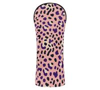 Golf Club Head Cover Set Premium Leather Headcovers with Interchangeable No. Tags for Driver/Fairway Wood/Hybrid Purple Leopard Skin - Wild Animal Print Cheetah