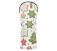 Golf Club Head Cover Set Premium Leather Headcovers with Interchangeable No. Tags for Driver Hybrid and Fairway Woods Christmas White Red Green Cookie Snowman