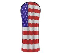 Golf Club Head Cover Set Premium Leather Headcovers with Interchangeable No. Tags for Driver, Woods and Hybrid USA National Flag