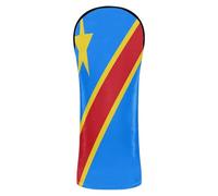 Golf Club Head Cover Set Premium Leather Headcovers with Interchangeable No. Tags for Driver, Woods and Hybrid Democratic Republic of The Congo National Flag (1)