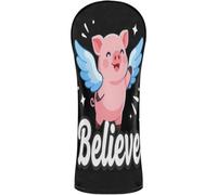Golf Club Head Cover Set Premium Leather Headcovers with Number Tag for Driver & Fairway Woods Believe Flying Pig with Wings Animal Motivational Novelty