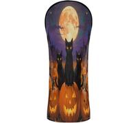 Golf Club Head Cover Set Premium Leather Headcovers with Number Tags for Driver Fairway Wood Hybrid Black Cat Halloween Cat Lovers Starry Night Cat