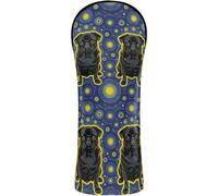 Golf Club Head Cover Set Premium Leather Waterproof Headcover with Interchangeable No. Tags for Driver, Woods and Hybrid Black Pug in Starry Night Painting Dog Mom Dad