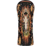 Golf Club Head Cover Set Waterproof Headcover with Interchangeable No. Tags for Driver Hybrid and Fairway Woods Occult Goat Skull Sun Moon Gothic