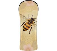 Golf Club Head Cover Set Waterproof Headcover with Interchangeable No. Tags for Woods and Driver Fairway Hybrid Cute Bumble Bee Honeycomb Pattern Vintgage Bees Lover Theme