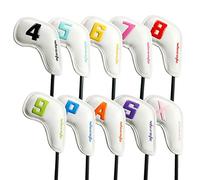 Golf Club Head Covers - 10 Pcs Protective Set, Pu Leather Guards, Waterproof Iron Case, Number Printed Shield | Premium Anti Scratch Iron Covers Ideal for Outdoor Golfing and Club Protection