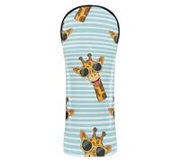Golf Club Head Covers Cute Giraffe Blue Stripe Golf Headcovers with Interchangeable Tags for Wood Driver Hybrid Women Men, PU Leather