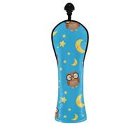 Golf Club Head Covers Cute Owl Blue Golf Club Headcover with Interchangeable Tags for Hybrid Driver Wood Men Women, PU Leather
