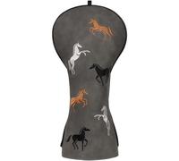 Golf Club Head covers for Driver 460CC DR #1 Elastic Closure Dark Grey PU Leather Black White Brown Horse Pattern