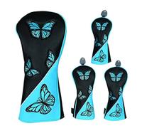 Golf Club Head Covers for Woods - Butterfly Embroidery Pattern - Easy Slip-On Club Head Cover,for Boyfriend Father Grandfather Golf Lovers Outdoor Golfing Birthday