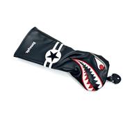 Golf Club Head Covers Golf PU Leather Wood Head Cover Driver Fairway Hybrid Shark Cartoon Pattern Club Protective Sleeve(Fairway)
