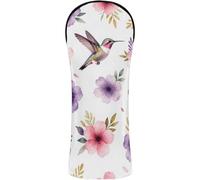 Golf Club Head Covers Headcover | with Interchangeable No. Tags Designed to Fit All Woods and Drivers Hummingbird Floral Watercolor Blush Purple Paint Flowers