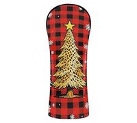 Golf Club Head Covers Headcover with Number Tag for Driver & Fairway Woods Christmas Trees with Red Plaid & Leopard Print Xmas