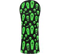 Golf Club Head Covers Headcovers with Interchangeable No. Tags for Driver & Fairway Woods Halloween Coffin Lime Green Horror Gothic Goth Slime Green