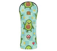 Golf Club Head Covers Headcovers with Number Tags for Driver Hybrid and Fairway Woods Pixel Art Avocado Pattern Blue