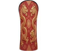 Golf Club Head Covers Premium Leather Accessories with Number Tags for Driver Fairway Wood Hybrid Asian Japanese Chinese Lucky Rich Red Yellow Dragon God