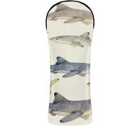 Golf Club Head Covers Premium Leather Headcovers with Interchangeable No. Tags for Driver Fairway Hybrid Wood Watercolor Colorful Sea Dog Species Seamless Pattern Ocean Ocean Animal