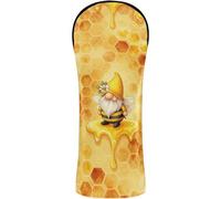 Golf Club Head Covers Premium Leather Headcovers with Number Tags for Driver & Fairway Woods Yellow Bee Gnomes Honeycomb Cute Honey White Background