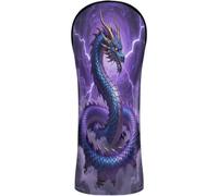 Golf Club Head Covers Pu Leather with Number Tag for Driver Fairway Hybrid Wood Mythical Black Chinese Dragon Lightning Storm Fantasy Art