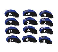 Golf Club Head Covers Scratch Resistant Thickened Neoprene Protective Iron Pole Number Cover for Golf Clubs 12 PCS Set 3 4 5 6 7 8 9 A Sw Pw LW (Black Royal Blue)