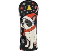 Golf Club Head Covers Waterproof Headcovers with Interchangeable No. Tags for Driver, Fairway Wood Hybrid French Dog Frenchie Christmas Dog Dad Mom Santa Hat Gift