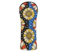 Golf Club Head Covers Waterproof Headcovers with Interchangeable No. Tags for Driver/Fairway Wood/Hybrid America Sunflower Flag 4th July American Patriotic Flower