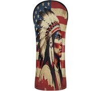 Golf Club Head Covers Waterproof Headcovers with Interchangeable No. Tags for Driver Hybrid and Fairway Woods Indigenous Tribal Portrait Art