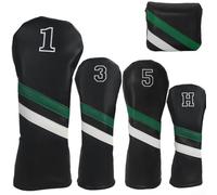 Golf Club Head Covers with Tags No 135H Made of Waterproof PU Leather Soft Lining Double Elastic Band to Prevent Slipping for Various Golf Clubs (A Kit)