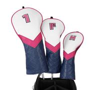 Golf Club Head covers Wood Set 3 PACKS 1FH DR FW UT for Driver Fairway Hybrid with No.Tag Elastic Closure White Pink Blue PU Leather