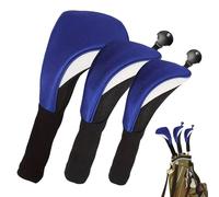 Golf Club Headcover 3-Piece Mesh Protection Long Neck Driver Cover, Interchangeable Number Plates, Breathable Headcover Set, Padded Hybrid Case, Tournament Golf Accessories | For Men