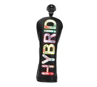 Golf Club Headcover for Wooden Golf, PU Leather Cover with Lining, Long Neck Cap for Outdoor Use, Gift Idea, Trainin, Black for Hybird