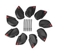 Golf Club Headcover Golf Driver Headcover 9pcs Black Durable PVC Golf Club Head Protective Cover with Red Clamp for Golf Clubs Protection During Match or Trip