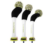 Golf Club Headcover - Pack of 3 Knitted Wool Headcovers 50 x 11.5 cm, 42 x 10 cm, 38 x 8 cm, Soft Protection for Drivers, Wood Clubs and Hybrids, for Golfers, , Friends and Friends