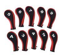 Golf Club Headcover Protective Cover Set with Sturdy Zipper for Golf Bag Storage Cloth Material 10 Pack 17.5x8cm Black