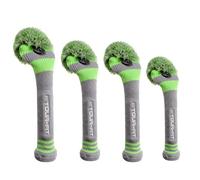 Golf Club Headcover | Tour Fit Double Layer Pom Pom Premium Knitted Golf Head Cover | Driver, Fairway, Rescue | Set of 3 or 4 | Green/Gray (Set of 4 Covers)