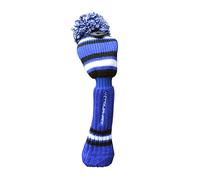 Golf Club Headcover | Tour Fit Double Layer Pom Pom Premium Knitted Golf Head Cover | Driver, Fairway, Rescue | Set of 3 or 4| Blue/Black/White (for Rescue Club)