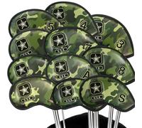 Golf Club Headcovers Iron Synthetic Leather Deluxe Value 12 Pcs/Set, Golf Head Covers with Number Printed Durable Light for Men Women Universal Fit All Irons Clubs (Forest Camoflage)