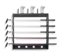 Golf Club Holder Rack - Indoor Wooden 5 Golfs Putter Storage Wall Mount Stand, Organizer for Sticks Clubs/Putter/Golf Balls/Head Covers, Black Morden Display Style, 25" Length Slot