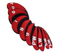 Golf Club Iron Head Cover, 10Pcs/Set Golf Club Putter Headcover Protector Bag Iron Head Covers with Number Printed for Golfers(Red)