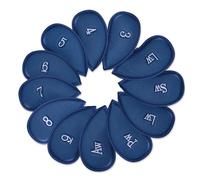 Golf Club Iron Head Covers, 12pcs Golfs Headcover set, Thick Synthetic Leather GolfIron Head Covers Set Fit All Brands Titleist, Callaway, Ping (Blue)