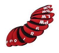 Golf Club Iron Head Covers Wilson Brand, Premium Leather, Protective, Universal Fit for Right and Left-Handed Golfers, 10Pcs (Red)