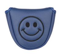 Golf Club Mallet Putter Head Cover Smiley Face Embroidery with Magnetic Closure (Blue)