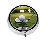 Golf Club Print Pill Box for Pocket Round Pill Box 3 Compartment Decorative Portable Travel Pill Holder Tablet Vitamin Organizer Mini Pill Case(2pcs)