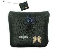 Golf Club Putter- Spider Embroidery Magnetic Square Protective Cushion Spiderweb Design Long Neck With Zipper Interchangeable Funny Palm Shape Club Head Protector Premium Large