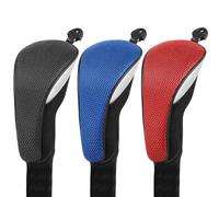 Golf Club Wood Head Cover for Hybrid Woods Protection Stylist 3 Pcs Mixed Color, Golf Accessories Head Covers Set with Interchangeable Tags (Black+Blue+Red)