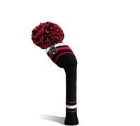 Golf Club Wood Head Covers Pom Value 1 3 Pack, Premium Knitted Driver and Wood Protection with Secure Elastic Fit, Stylish Classic Striped Design for Men & Women Choose (Black&Red-Hybrid-1 Pcs)