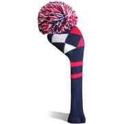 Golf Club Wood Head Covers Pom Value 1 3 Pack, Premium Knitted Driver and Wood Protection with Secure Elastic Fit, Stylish Classic Striped Design for Men & Women Choose (Blue&Red-Driver-1 Pcs)
