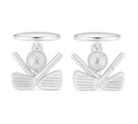 Golf Clubs & Ball Cufflinks - Chain Link Onyx Art CK333 Novelty Gift Cuff Links In Premier Life Packaging